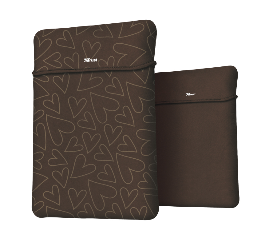 Funda portátil - Trust Yvo Funda Reversible + Ratón Inalámbrico, 15.6", Universal, Neopreno, Marrón