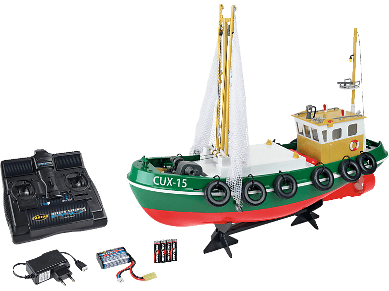 CARSON RC-Fischkutter Cux-15 2.4G Grün 100% Spielzeugboot, RTR