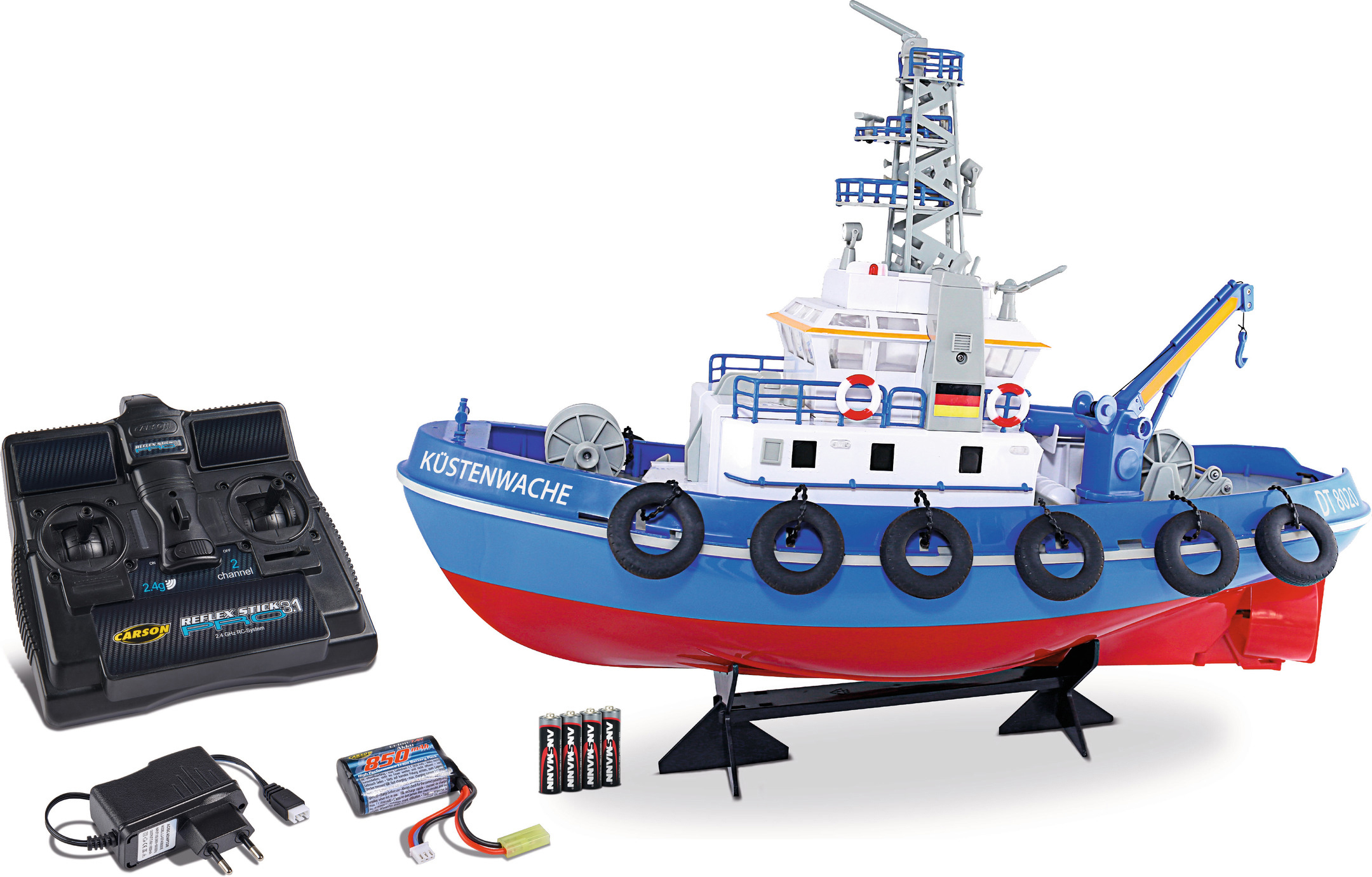 RC-Küstenwache CARSON RTR 100% Spielzeugboot, TC-08 2.4G Blau