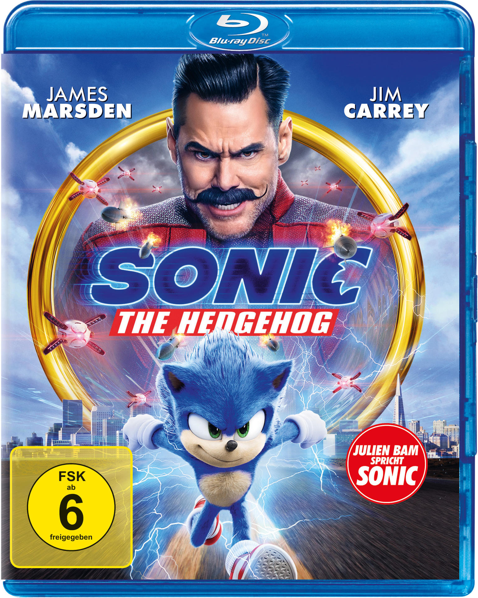 Filmcover mit Jim Carrey und einem blauen Igel.