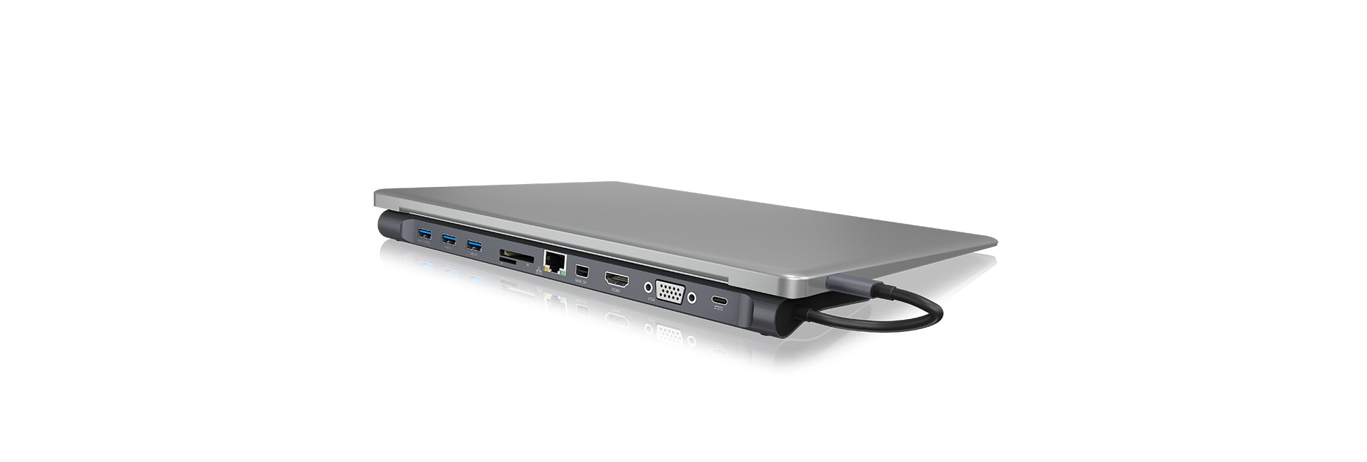 RAIDSONIC USB Type-C mit dreifacher Videoausgabe Docking Station, Schwarz