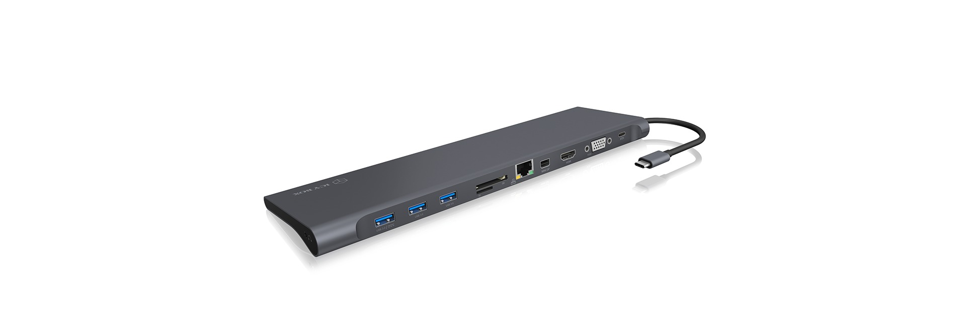 RAIDSONIC USB Type-C mit dreifacher Videoausgabe Docking Station, Schwarz