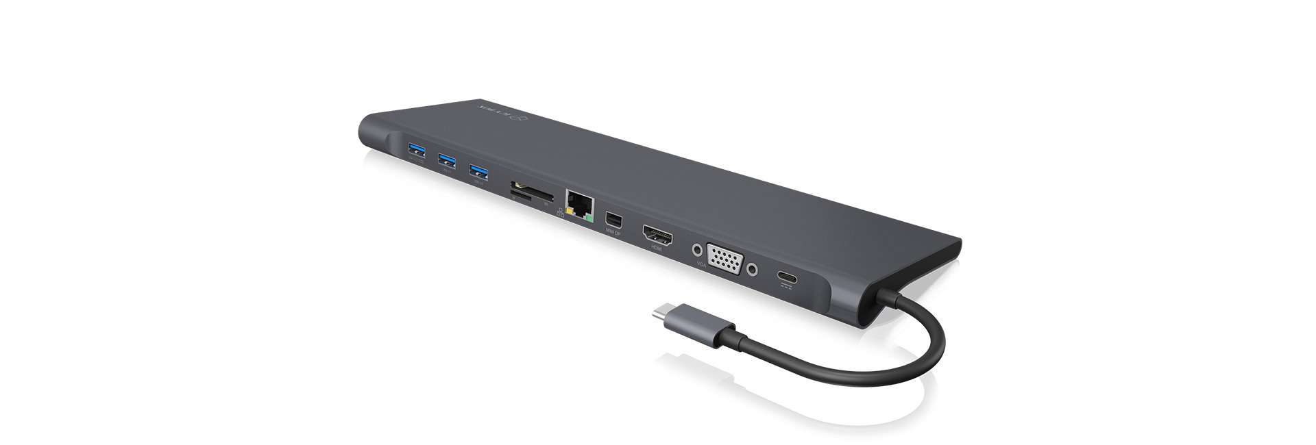 RAIDSONIC USB Type-C mit dreifacher Videoausgabe Docking Station, Schwarz