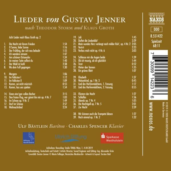 Das Cover eines Buches mit dem Titel Lieder von Gustav Jenner.