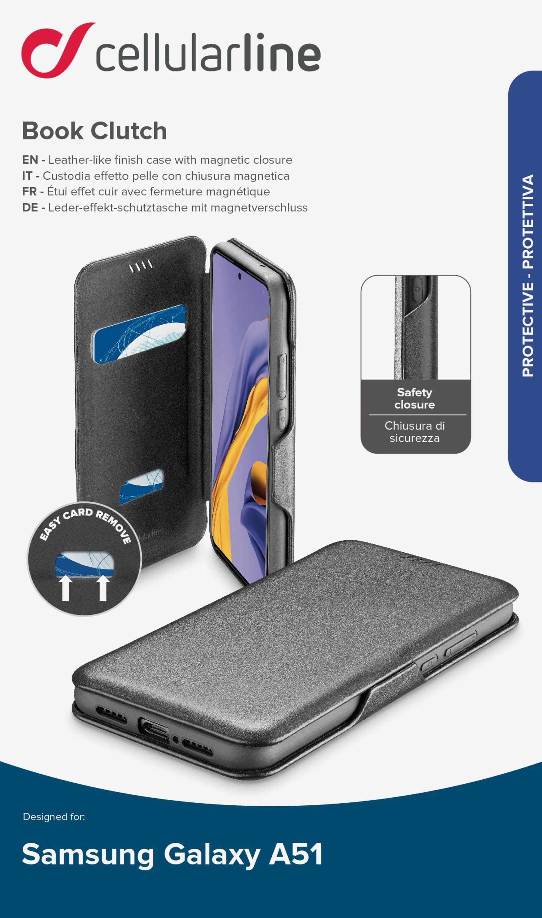 CELLULAR LINE Book Clutch, Bookcover, Samsung, Galaxy A51, Schwarz