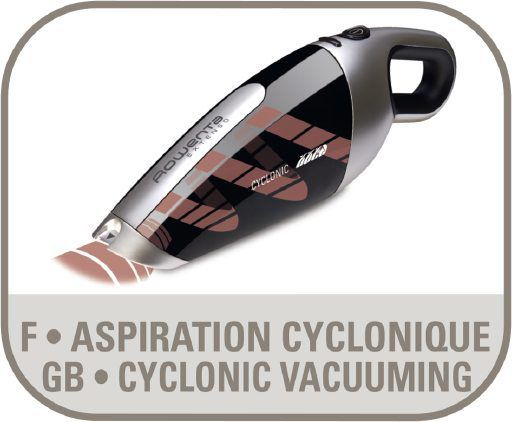 Aspirador de mano - Rowenta EXTENSO CYCLONIC AC4769 Potencia 7,2 V, Sistema Cyclonic, Autonomía 16