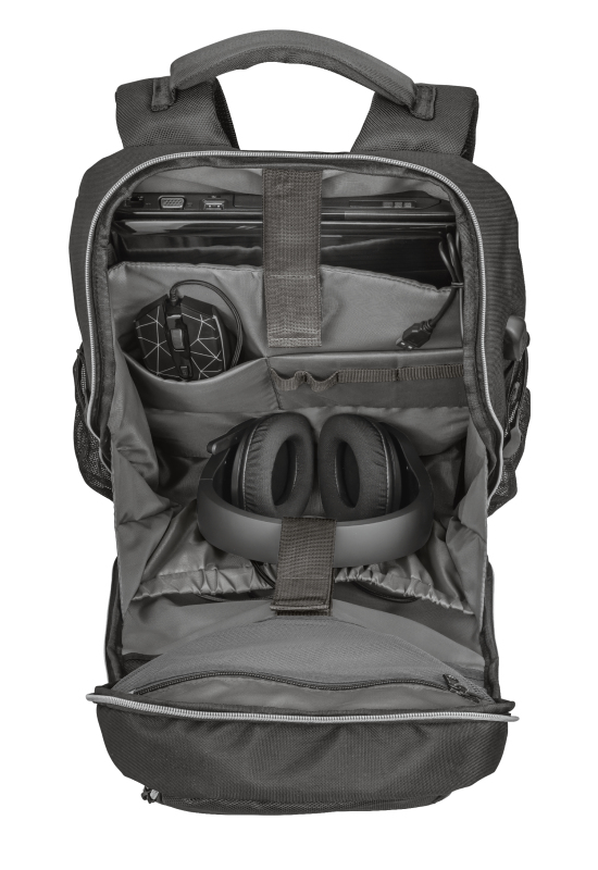 Mochila para portátil - Trust GXT 1255 Outlaw, Para portátil hasta 15.6", 20l, Poliéster, Negro
