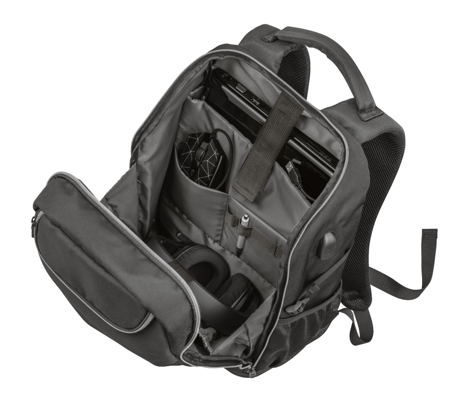 Mochila para portátil - Trust GXT 1255 Outlaw, Para portátil hasta 15.6", 20l, Poliéster, Negro