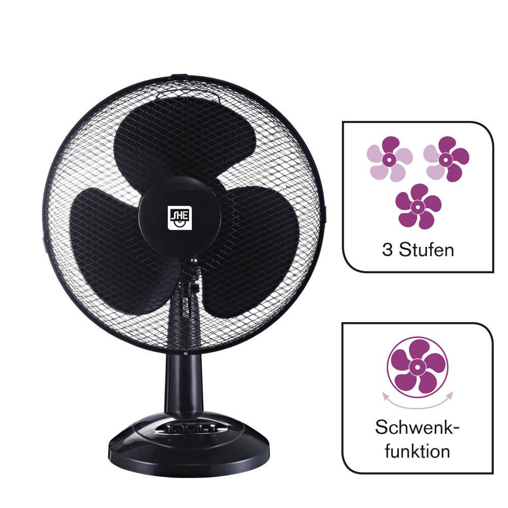 SHE SHE30TI2002 Tischventilator Schwarz (40 Watt)