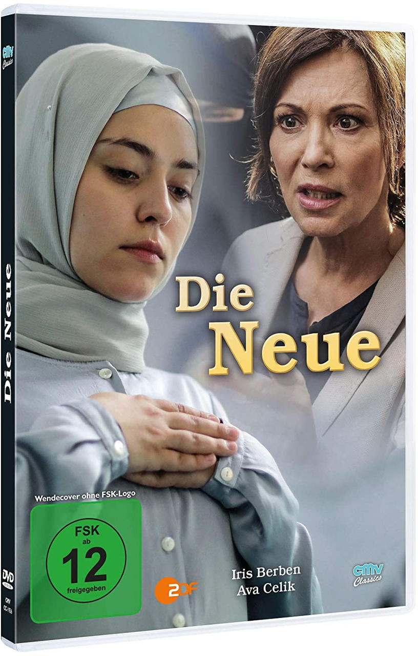 DVD-Hülle mit einem Filmcover, das zwei Frauen und den Titel Die Neue zeigt. Weißer Hintergrund.