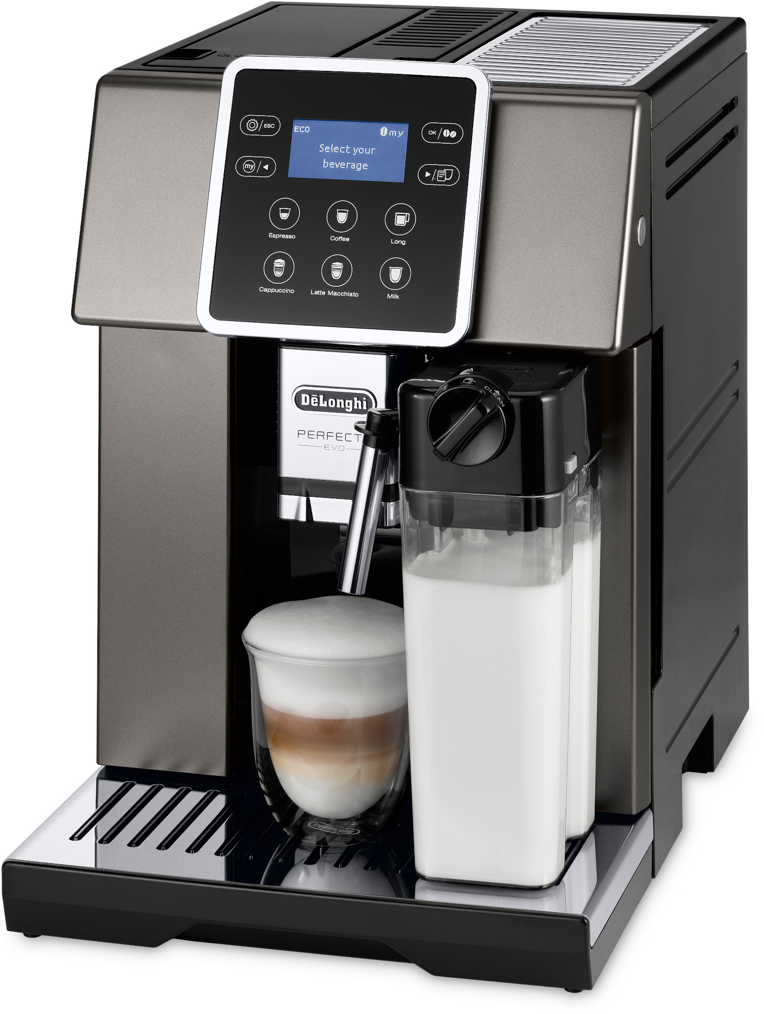 DE LONGHI  (ESAM420.80TB) - Volautomatische espressomachine - Extern melkreservoir - Zilver