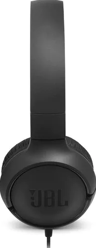 Cuffie JBL nere con un filo di collegamento. Il logo JBL è visibile.