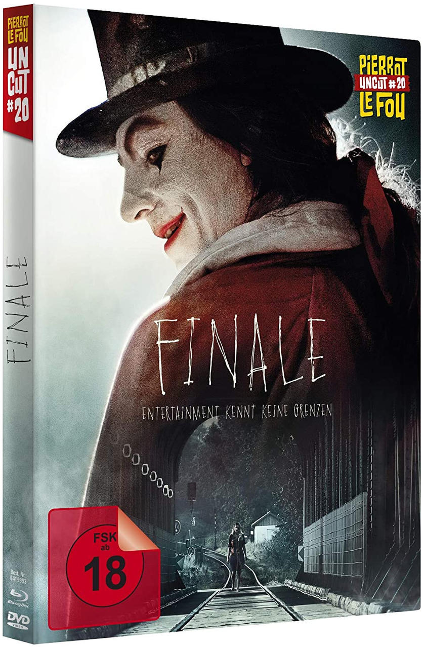 DVD-Cover von Finale mit einem Clown und einer Bahngleisszene.