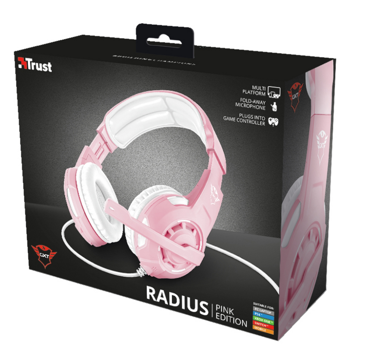 Auriculares gaming - Trust GXT 310P, Micrófono, Multiplataforma, 40mm, Cable de 1 metro, Rosa