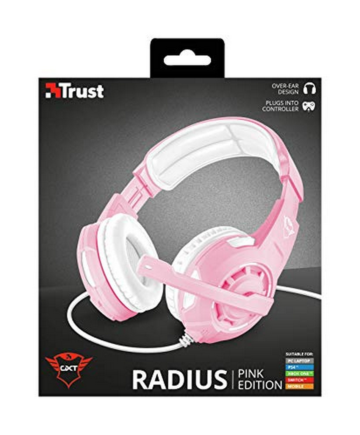 Auriculares gaming - Trust GXT 310P, Micrófono, Multiplataforma, 40mm, Cable de 1 metro, Rosa