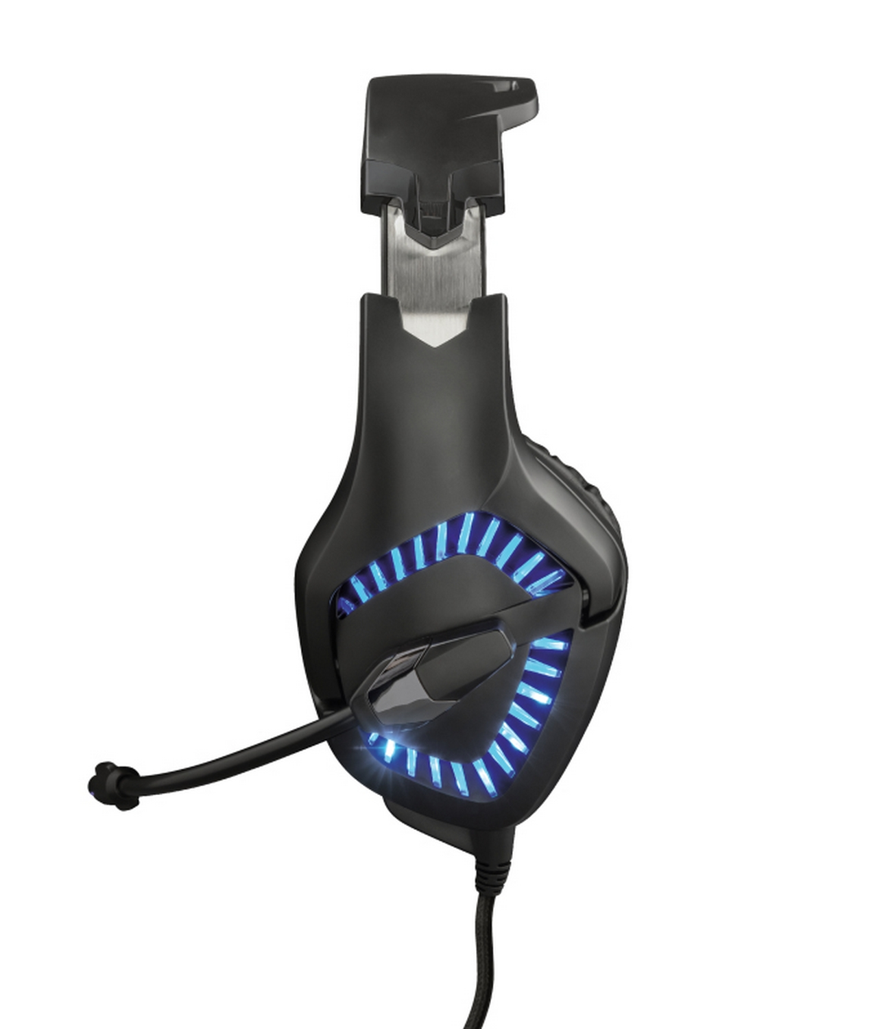 Auriculares gaming - Trust GXT 460, Luz azul LED, Micrófono, Multiplataforma, 50mm, Cable de 1 metro, Negro
