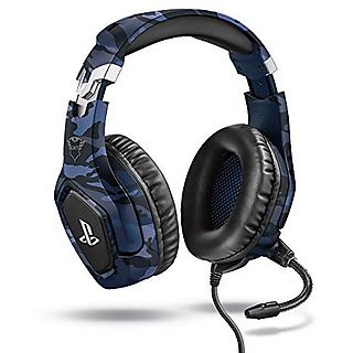 Auriculares gaming - Trust GXT 488, De diadema, Con cable, Para PS4, Micrófono, Azul camo