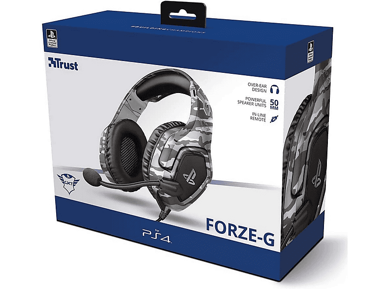 Auriculares gaming - Trust GXT 488, De diadema, Con cable, Para PS4, Micrófono, Control volumen, Gris camo – imagen 2