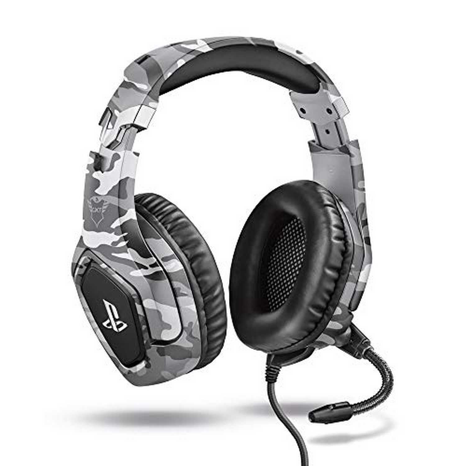 Trust Cascos Gaming ps4 y ps5 auriculares de gxt 488 forzeg licencia oficial para playstation plegable altavoces activos 50 mm cable trenzado nailon 1.2 gris camuflaje 50mm 1.20 35