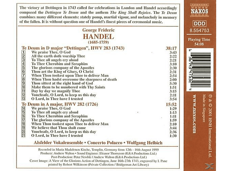 Thumbnail - VARIOUS, Helbich/Alsfelder Vokalensembl - Dettinger Te Deum (CD)