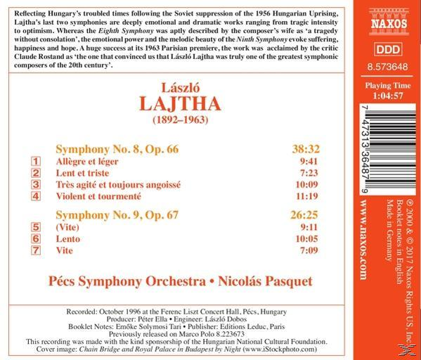 CD-borító szöveggel Lajtha László 8. és 9. szimfóniájáról, valamint kottákkal.