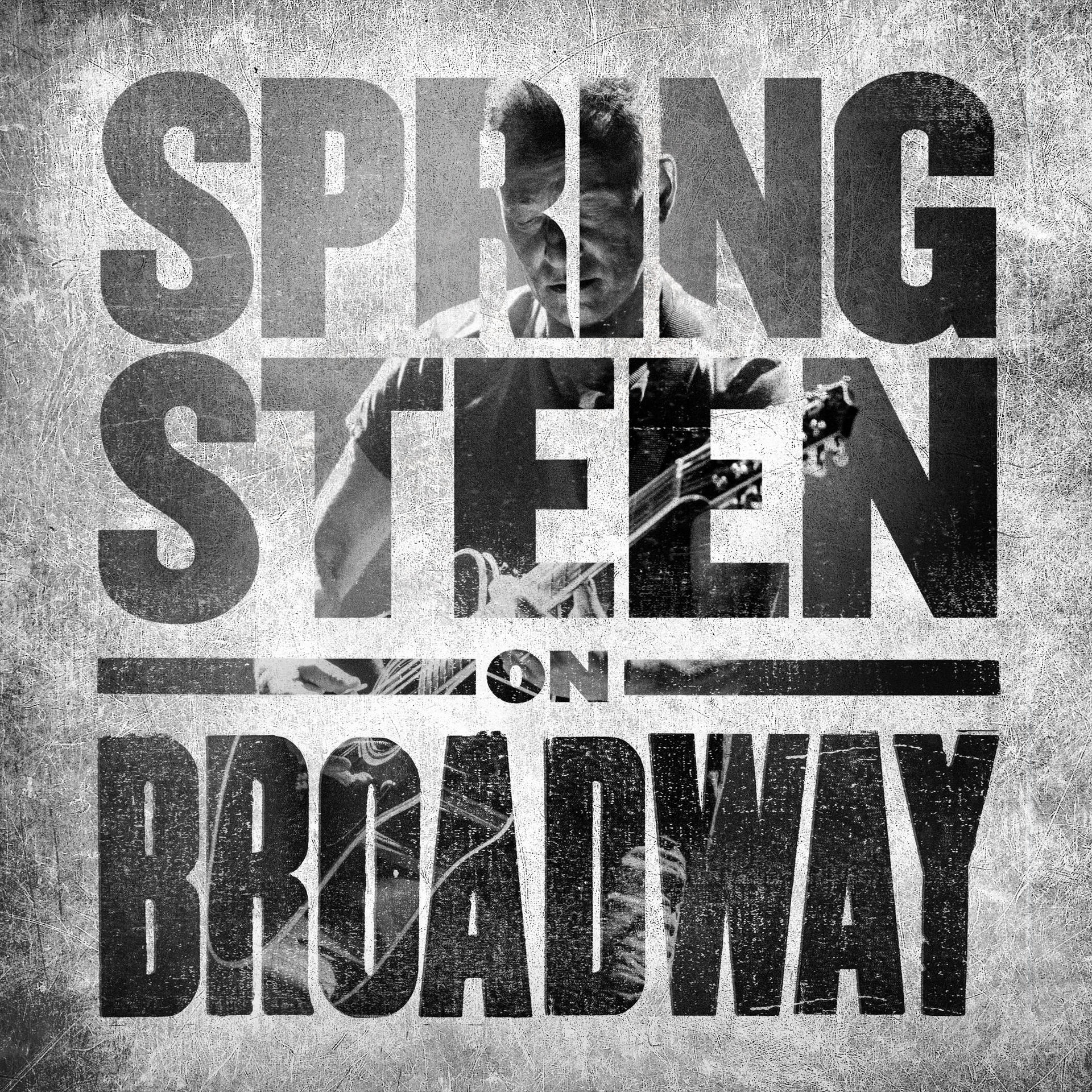 Albumhoes met Springsteen on Broadway, met Springsteens gezicht en gitaar in het ontwerp.