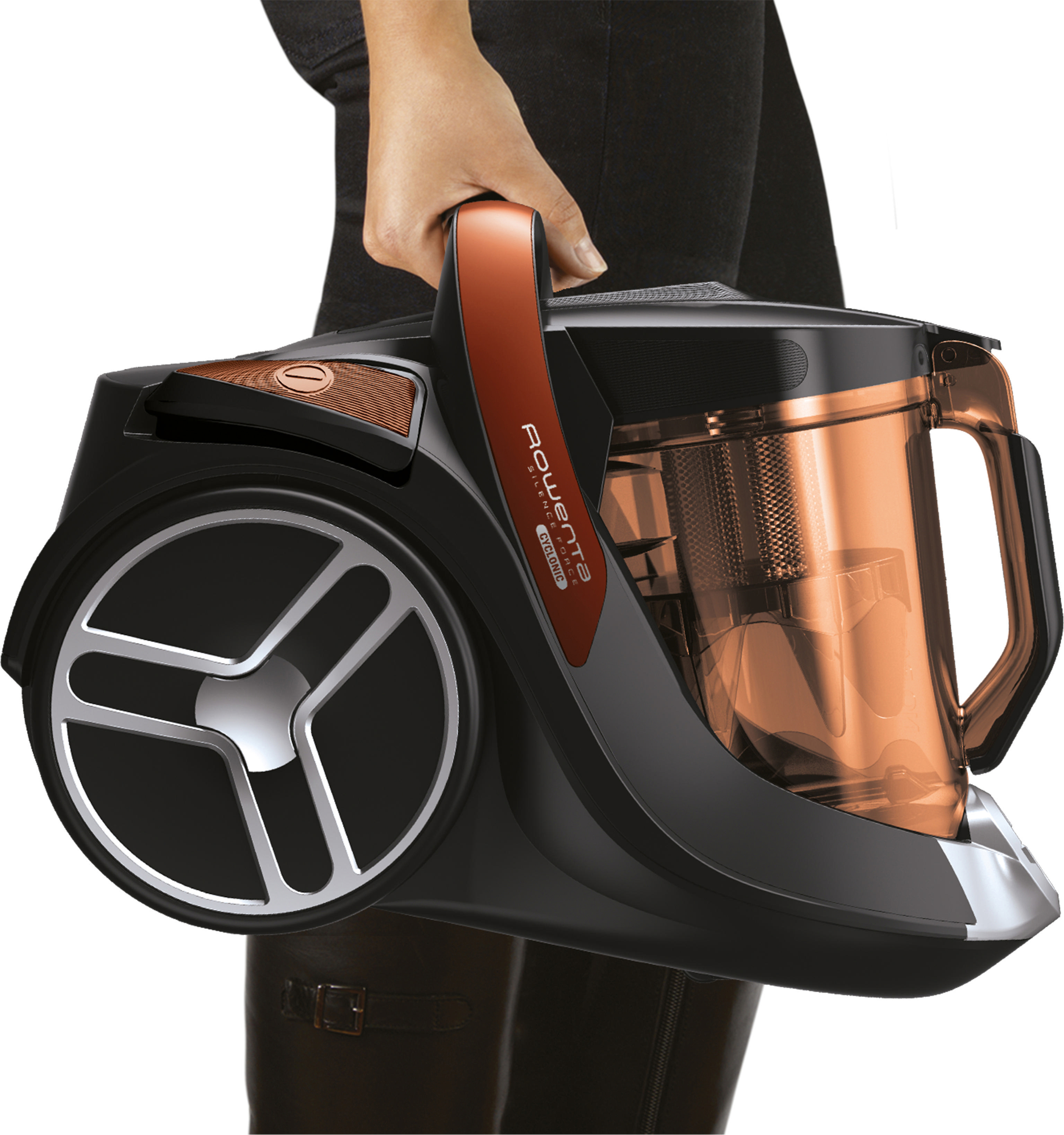 ROWENTA RO7274CH SILENCE FORCE CYCLONIC HOME&CAR - Beutelloser Bodenstaubsauger (Grau/Orange)