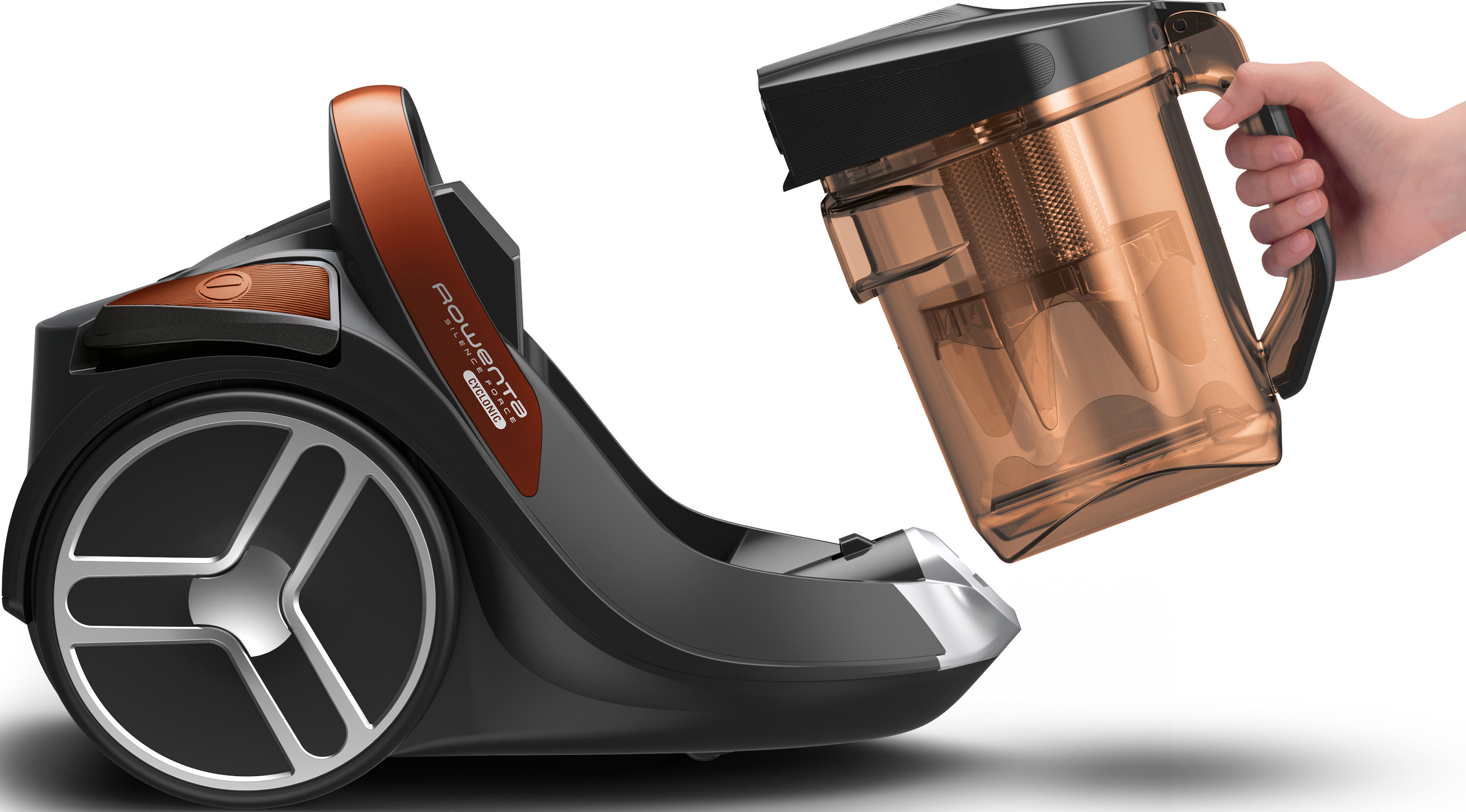 ROWENTA RO7274CH SILENCE FORCE CYCLONIC HOME&CAR - Beutelloser Bodenstaubsauger (Grau/Orange)