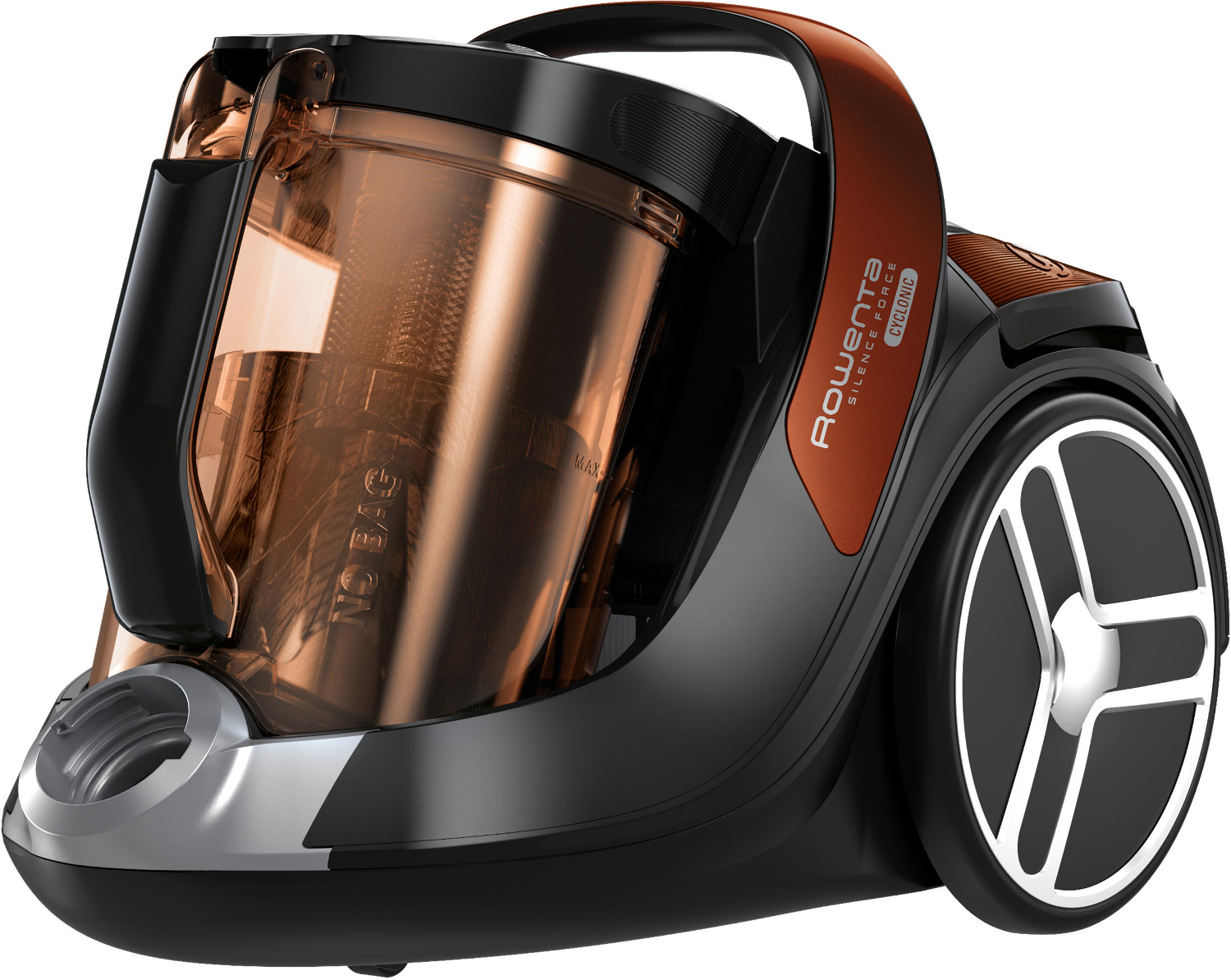 ROWENTA RO7274CH SILENCE FORCE CYCLONIC HOME&CAR - Beutelloser Bodenstaubsauger (Grau/Orange)