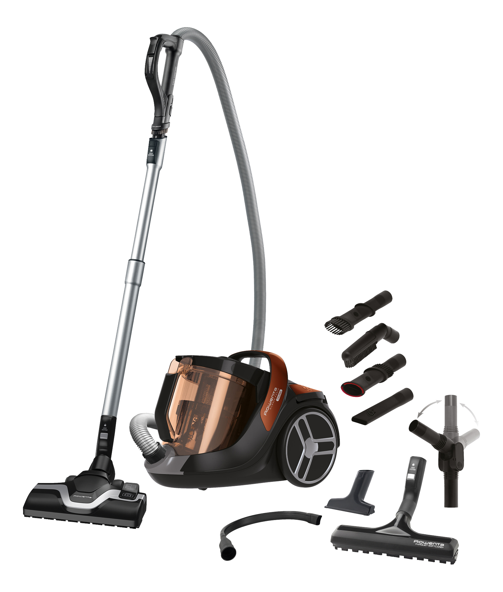 ROWENTA RO7274CH SILENCE FORCE CYCLONIC HOME&CAR - Beutelloser Bodenstaubsauger (Grau/Orange)