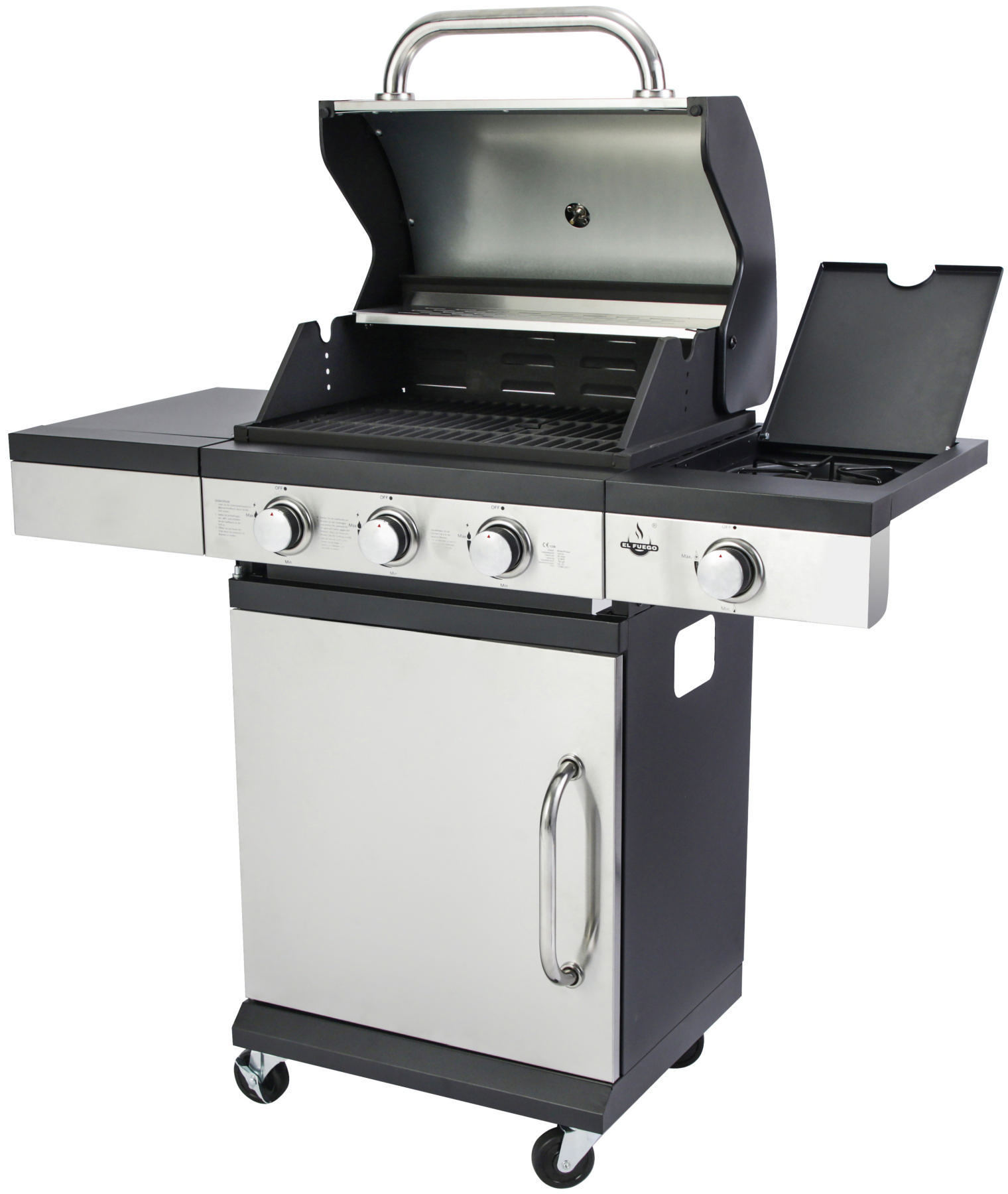 EL FUEGO AY0584 San Antonio 3 + 1 Gasgrill, Silber/Schwarz (10900 Watt)
