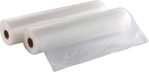 Two rolls of transparent vacuum seal bags.
