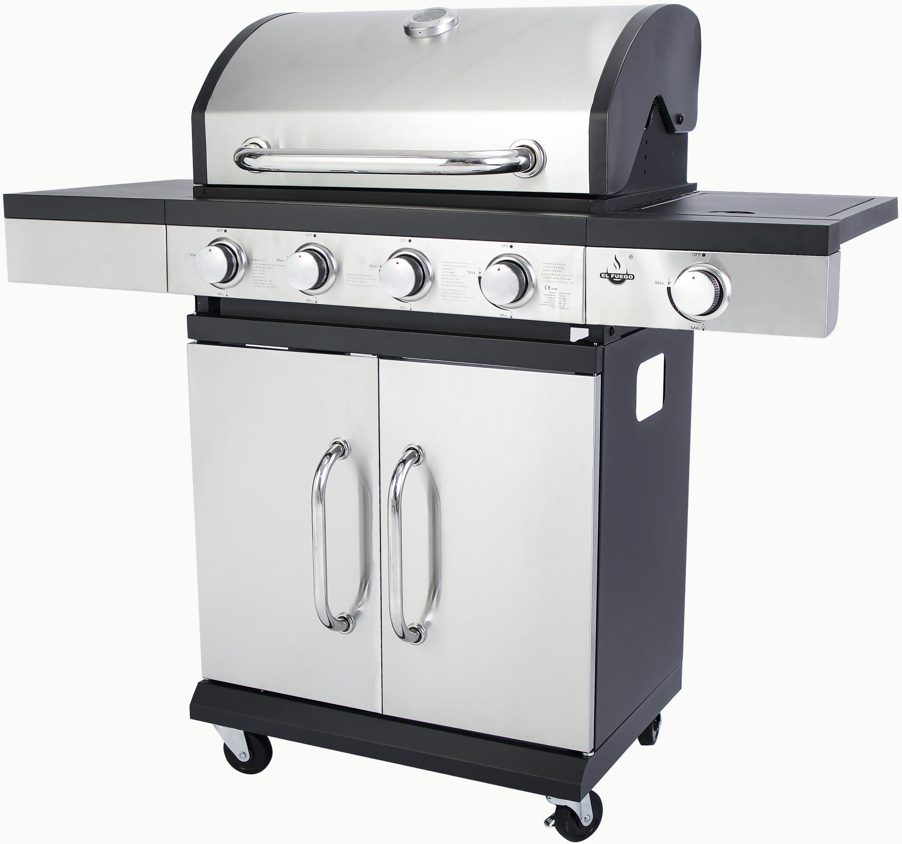 EL FUEGO AY0585 San Antonio 4+1 Gasgrill, Silber/Schwarz (13700 Watt)