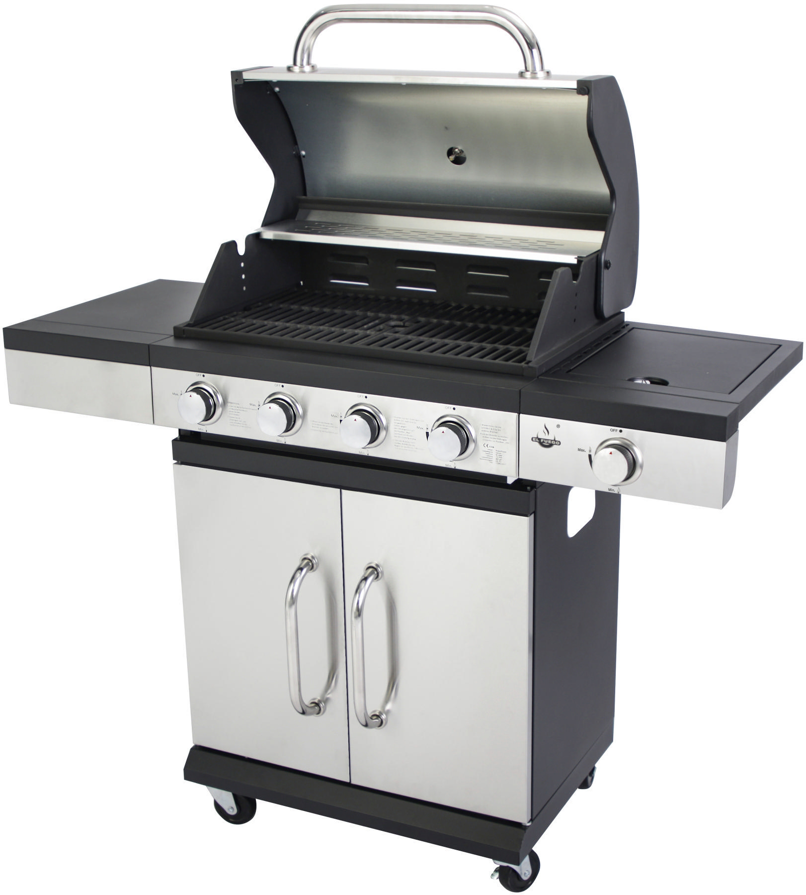 EL FUEGO AY0585 San Antonio 4+1 Gasgrill, Silber/Schwarz (13700 Watt)