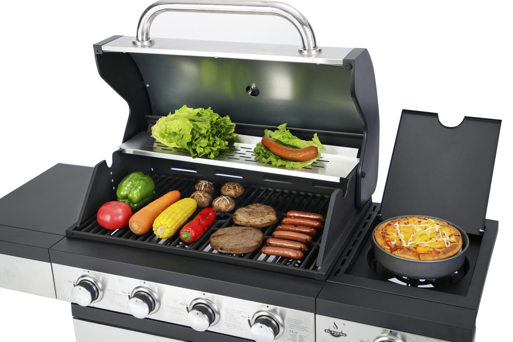 EL FUEGO AY0585 San Antonio 4+1 Gasgrill, Silber/Schwarz (13700 Watt)