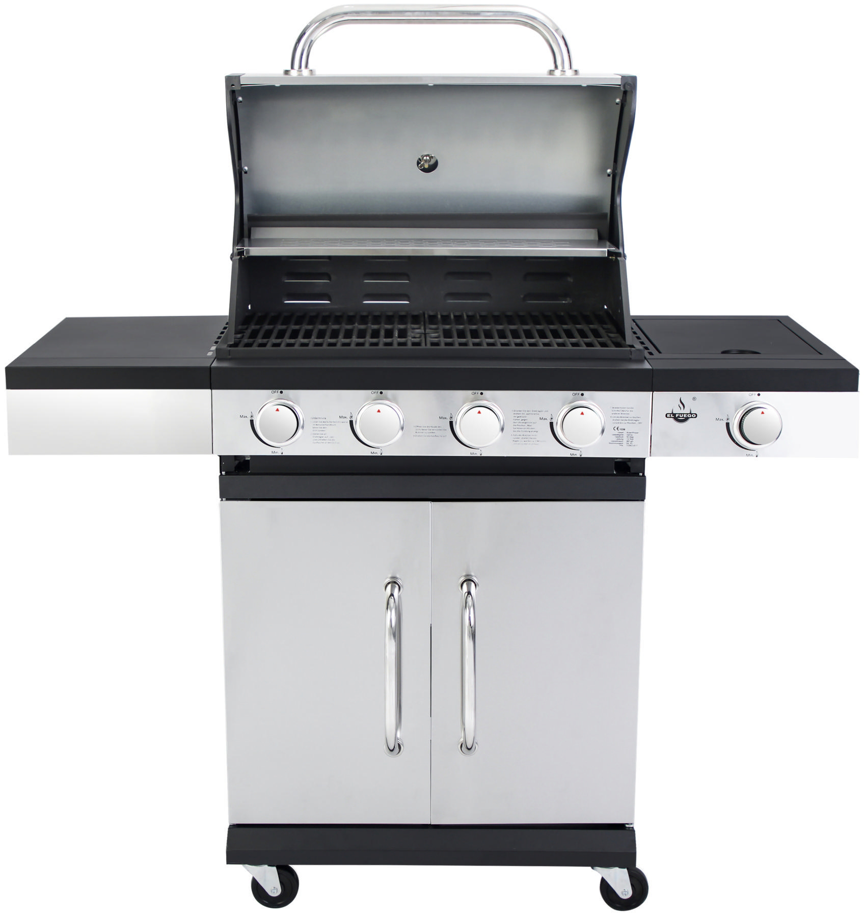 EL FUEGO AY0585 San Antonio 4+1 Gasgrill, Silber/Schwarz (13700 Watt)