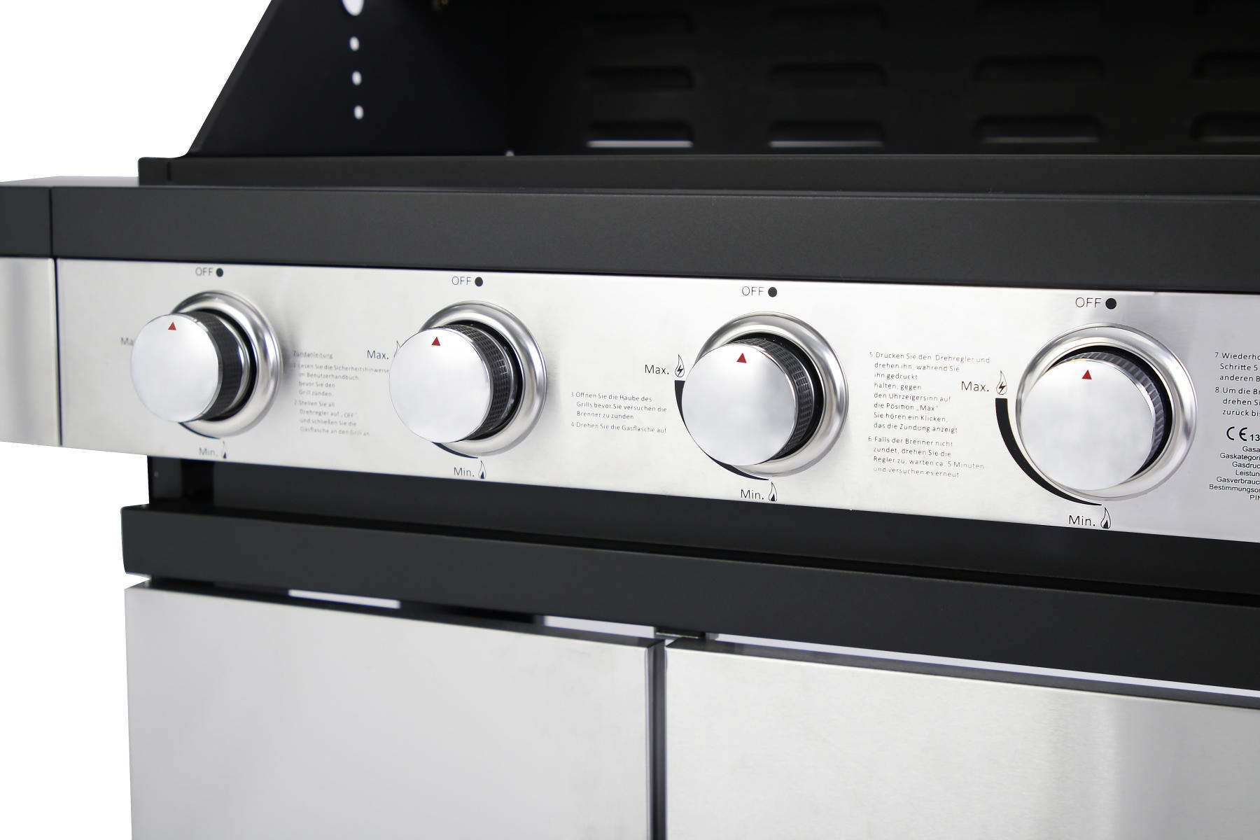 EL FUEGO AY0585 San Antonio 4+1 Gasgrill, Silber/Schwarz (13700 Watt)