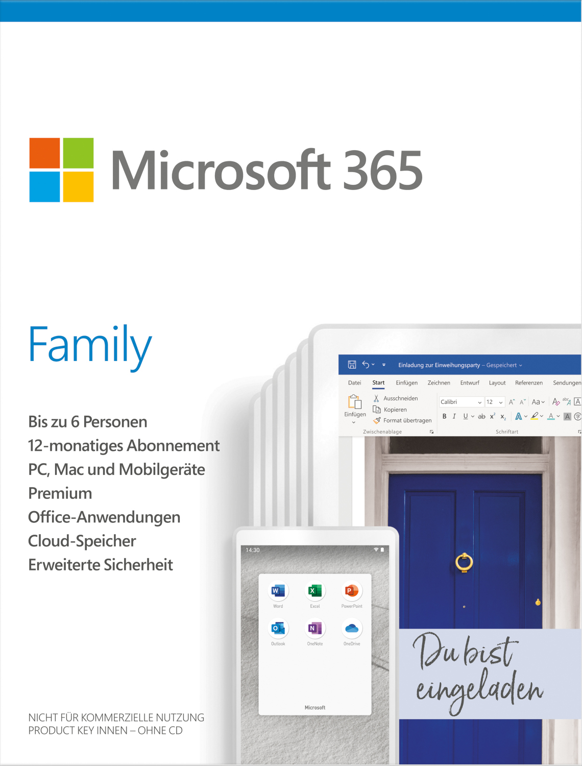 Microsoft 365 Famille GER 12 mois (+3 mois extra si acheté ensemble avec un laptop*)
