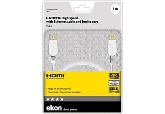 EKON HDMI-kabel 3m guldpläterad - vit