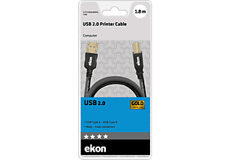 EKON CABLE USB 2.0- USB B, 1.8 MT, GOLD