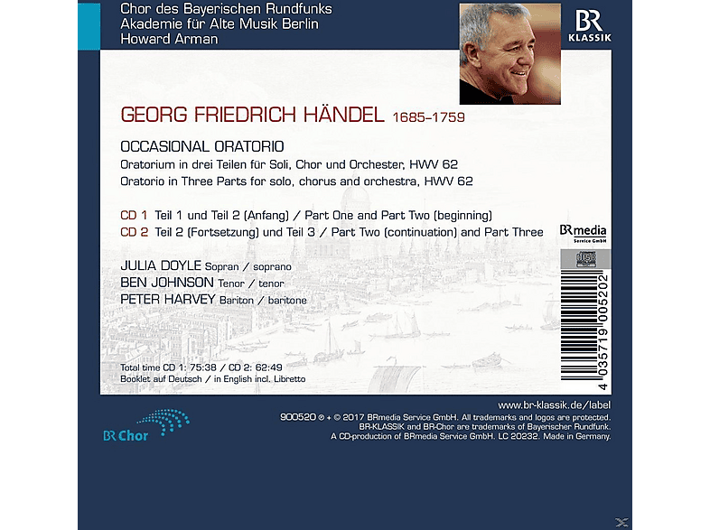 Thumbnail - Julia Doyle, Peter Harvey, Ben Johnson, Der Chor Des Bayerischen Rundfunks, Akademie Für Alte Musik Berlin - Occasional ...