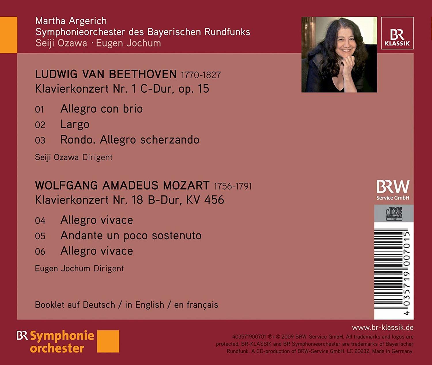 CD-Cover mit Text und Foto einer Frau. Symphonieorchester.
