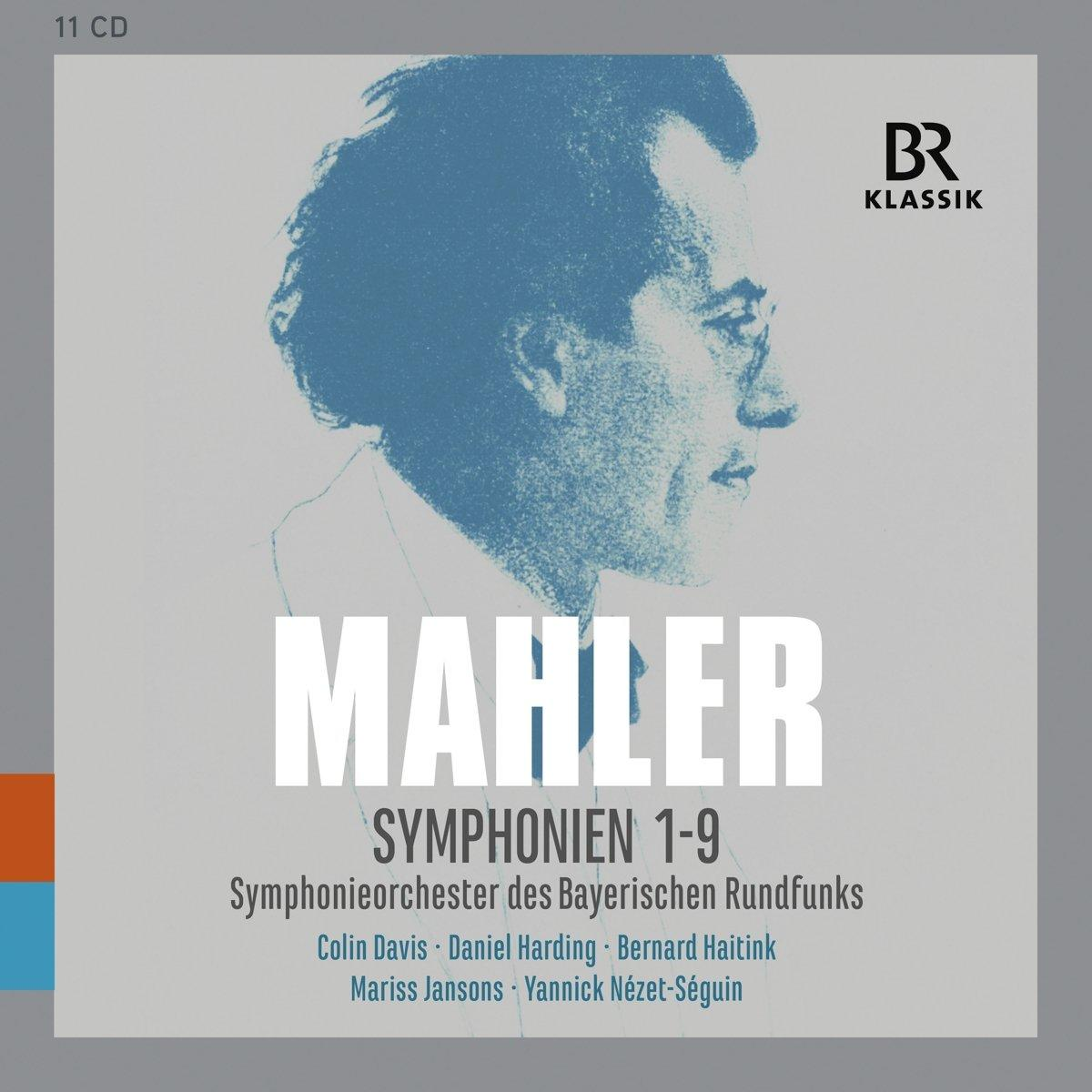 Ein CD-Cover mit einem Porträt eines Mannes und Text über Mahlers Symphonien.