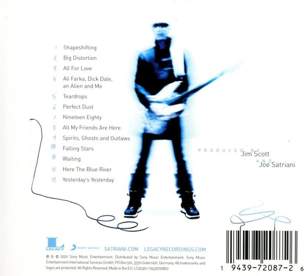 CD-Cover mit einem blau getönten Bild eines Mannes mit Gitarre und einer Liste von Songtiteln.