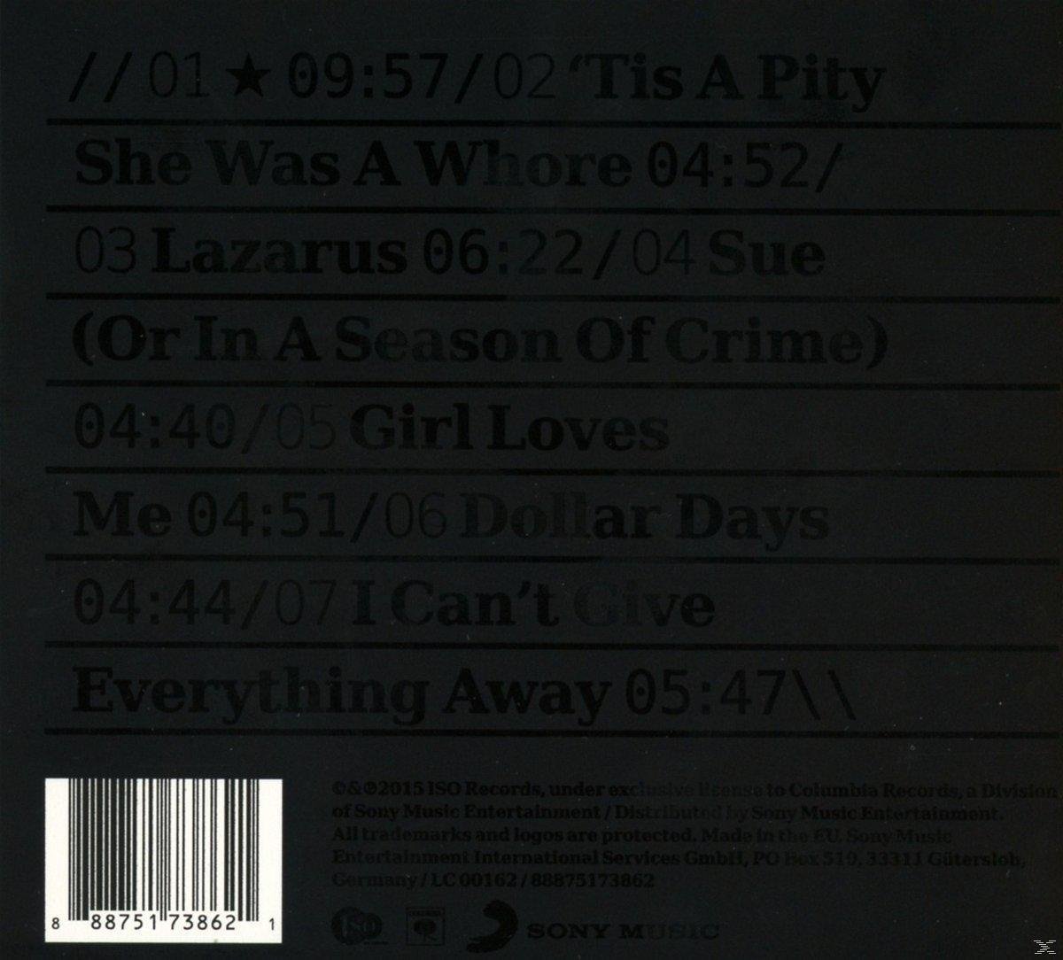 CD-Titelliste auf schwarzem Hintergrund. Das Album stammt von einem Musiker.