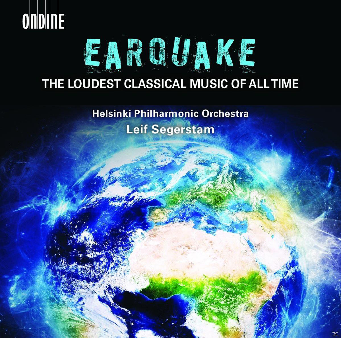 Albumcover, Erde mit Energieschüben, Text: EARQUAKE, Die lauteste klassische Musik. Helsinki Philharmonic Orchestra.