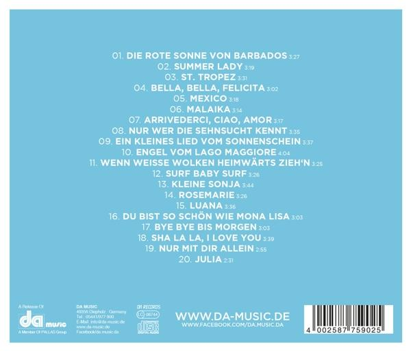 Die Rückseite einer Musik-CD mit Titellisten und einem Logo.