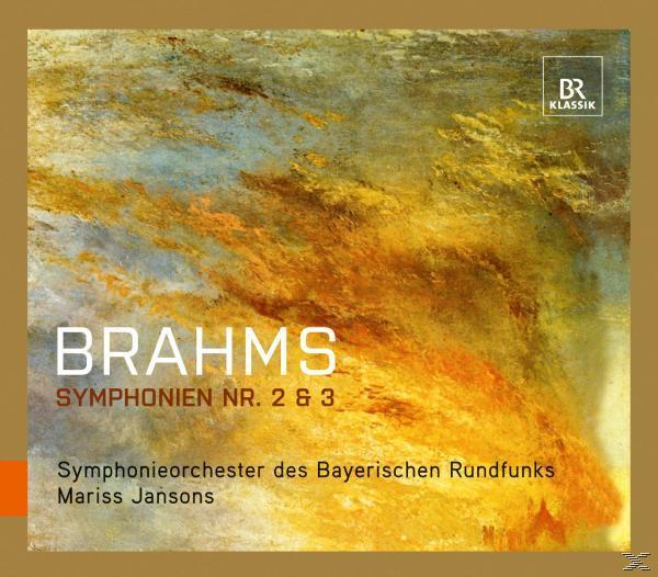 Albumcover für Brahms-Symphonien, mit abstraktem Gemälde in Orange- und Goldtönen.