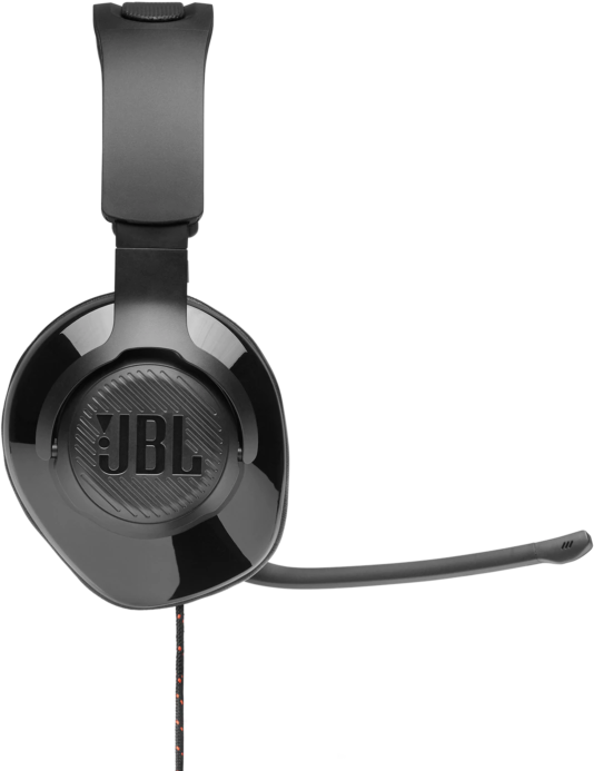 Fekete JBL gaming headset mikrofonnal és kábellel.