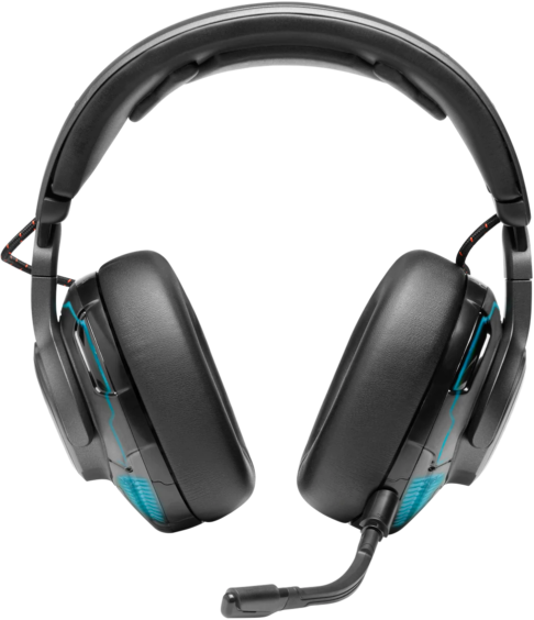 Fekete-kék gamer fejhallgató mikrofonnal.